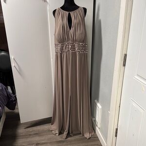 R&M Richards Sleeveless Maxi Dress in Taupe
